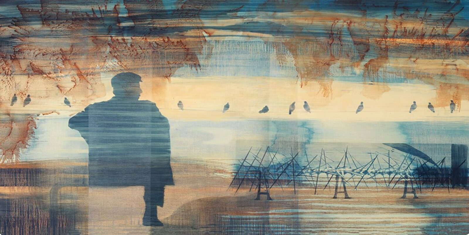 Tone Dierichson A Bird On A Wire Handkolorert DGA 48 x 86 cm Opplag 150